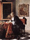 Letter Canvas Paintings - Man Writing a Letter